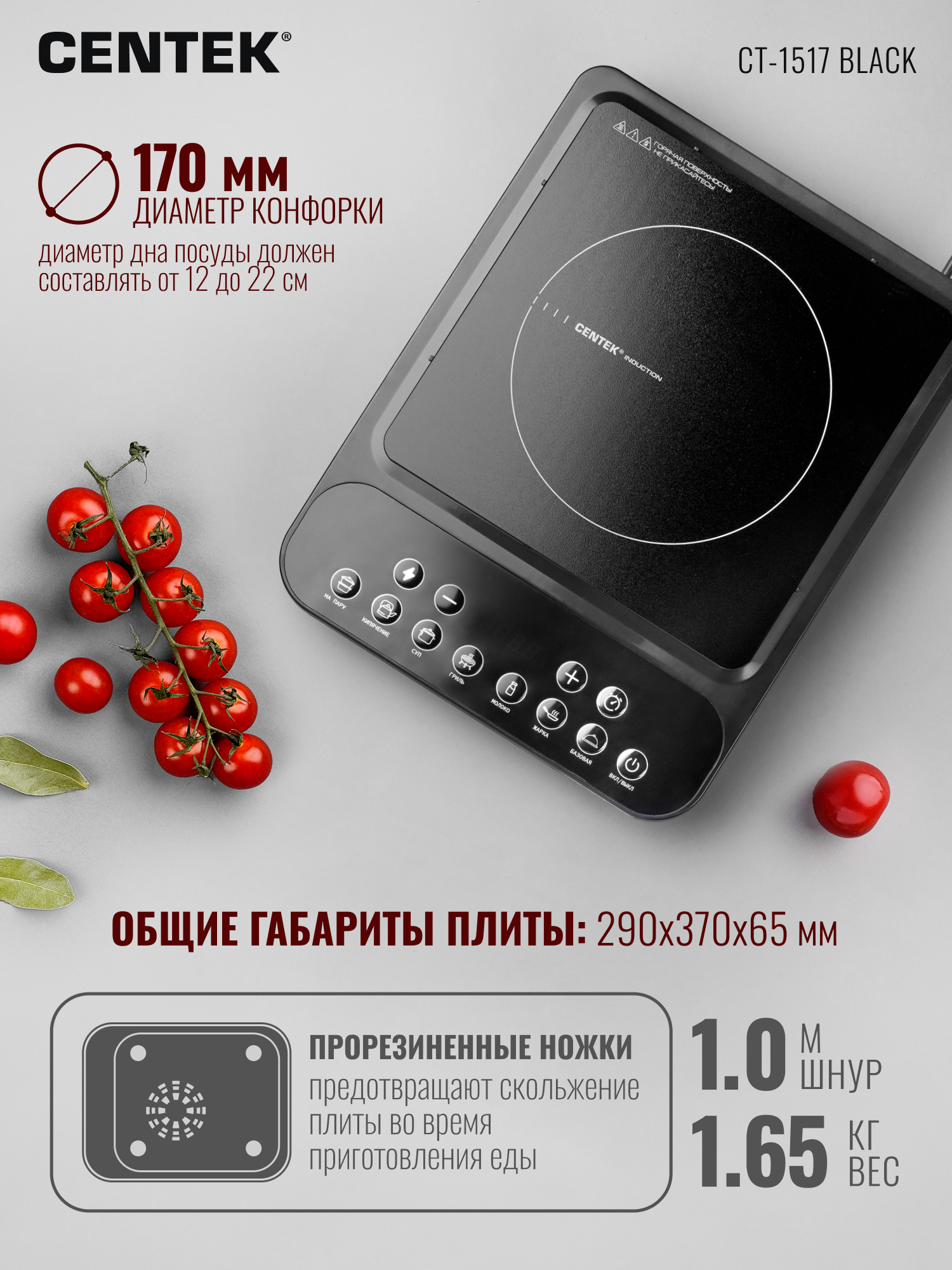 Плитка индукционная CENTEK CT-1517 - фото 6