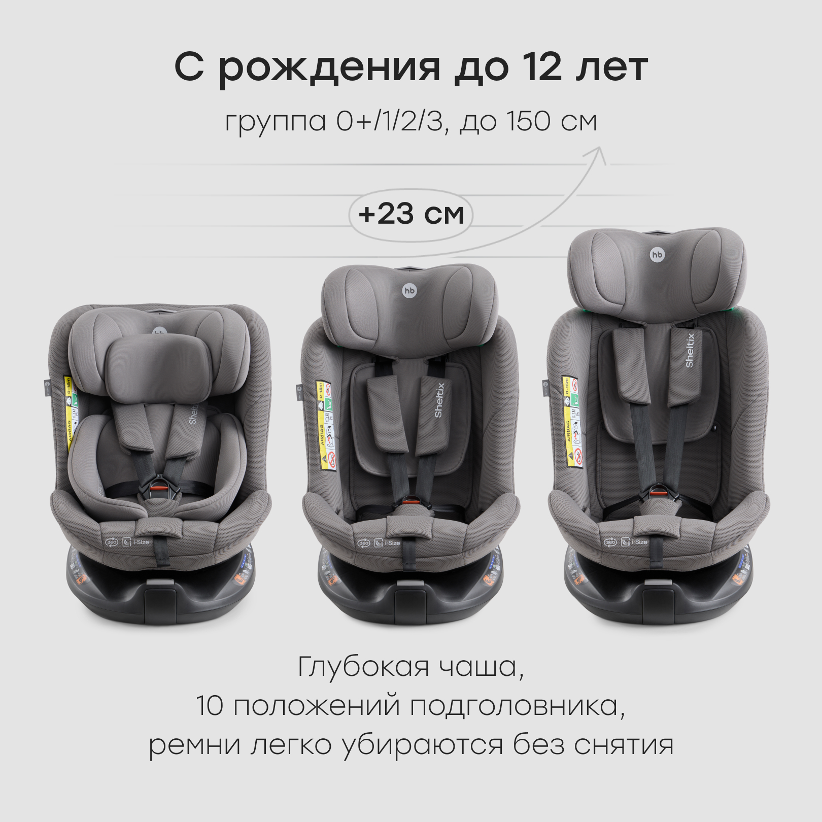 Автокресло Happy Baby SHELTIX Isofix 0+/1/2/3 (0-36 кг) серый - фото 4