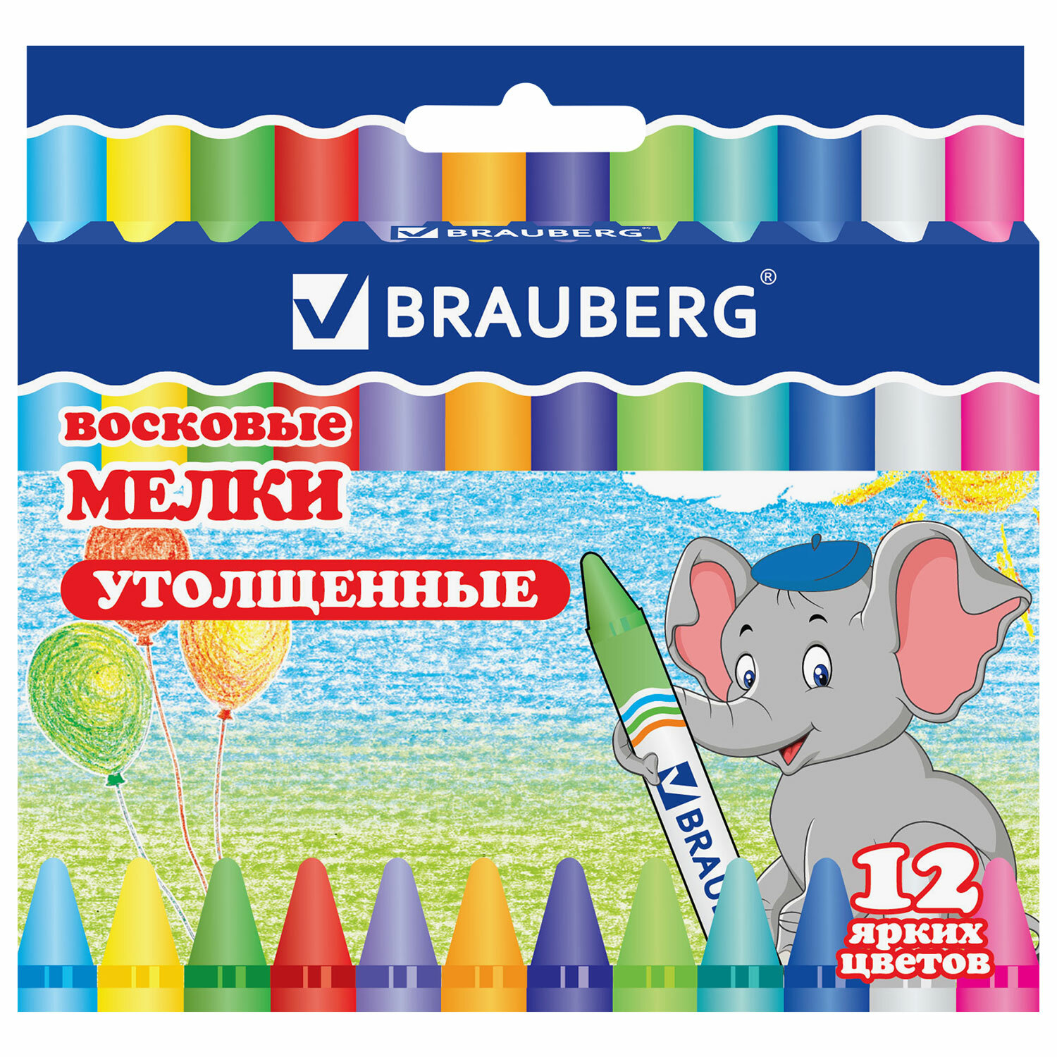 Восковые мелки Brauberg 12 шт. - фото 8