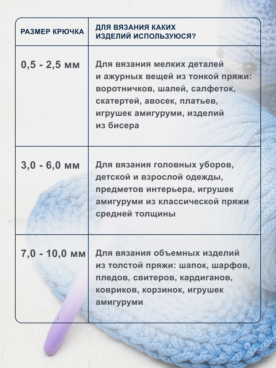 Крючок для вязания Hobby & Pro с резиновой мягкой ручкой металлический для тонкой и средней пряжи 5.0 мм - фото 4