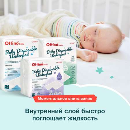 Пелёнки одноразовые OTTINO 60х60 см 10 шт.