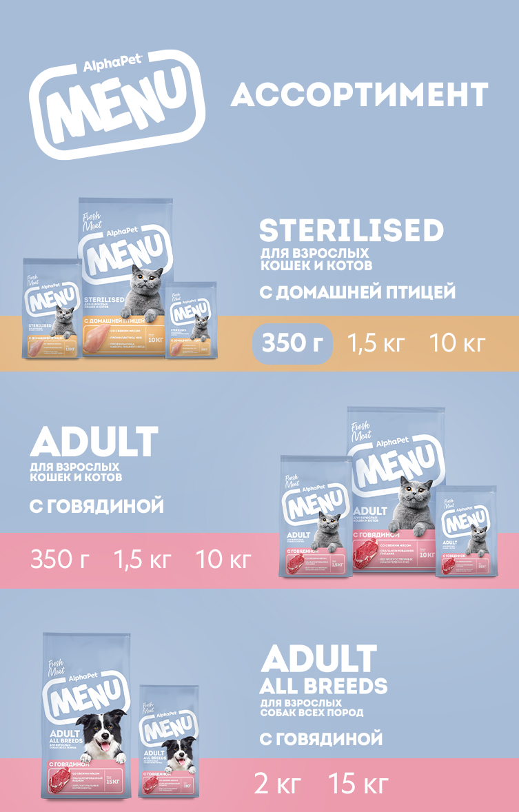 Сухой полнорационный корм холистик AlphaPet с домашней птицей для взрослых стерилизованных кошек и котов 0,35кг - фото 3