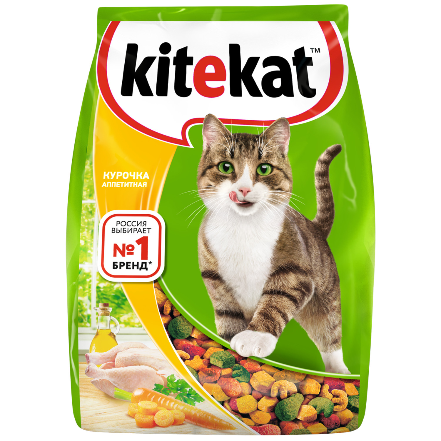 Корм сухой для кошек KiteKat 1.9кг аппетитная курочка - фото 1