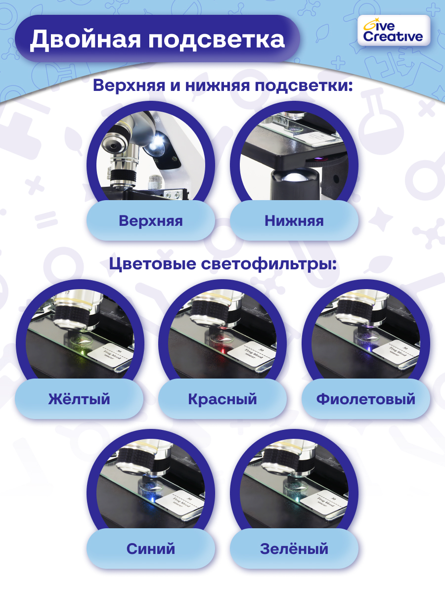 Микроскоп Give Creative детский школьный, с чехлом - фото 11
