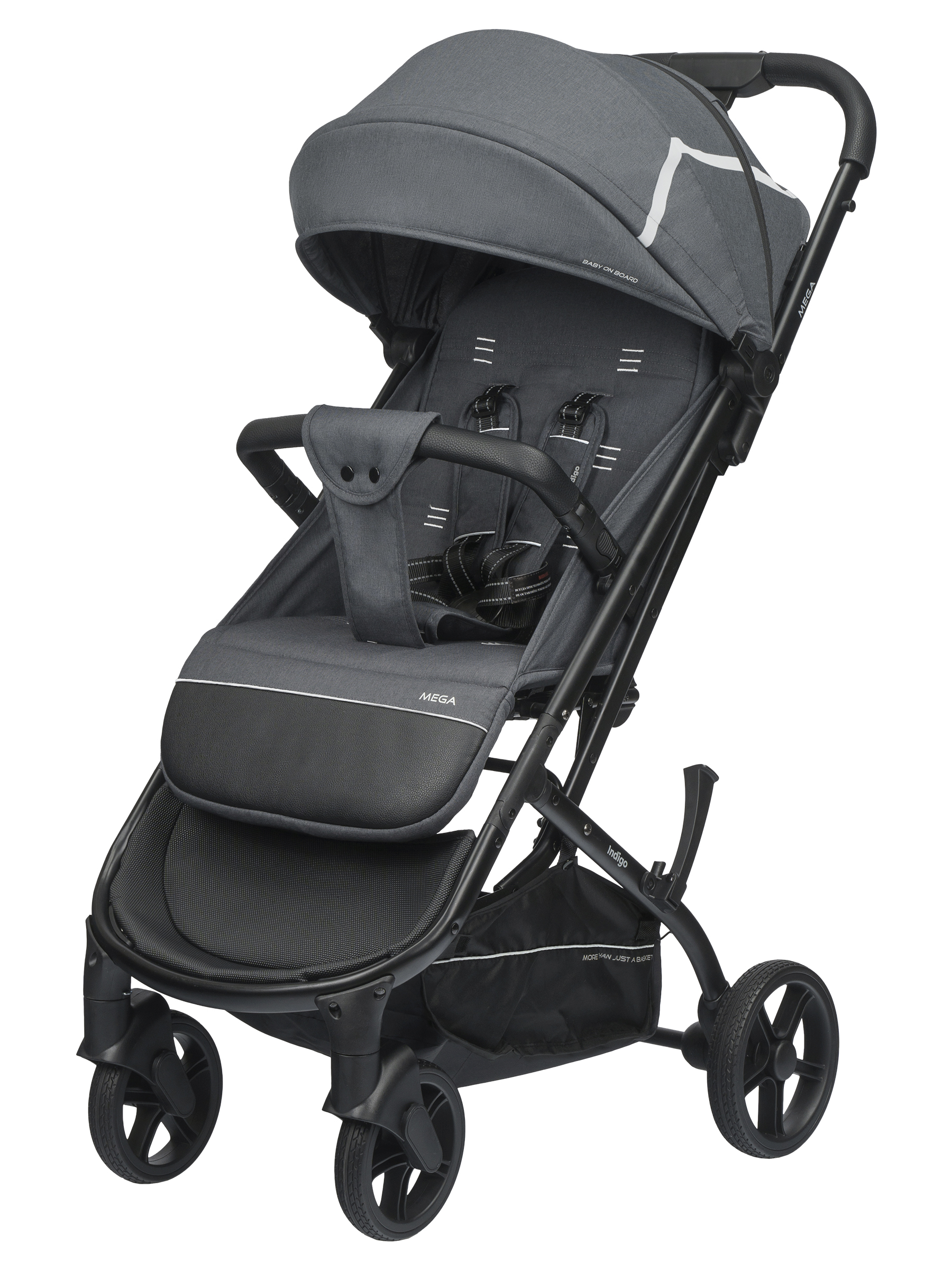 Коляска прогулочная Indigo Mega темно-серый - фото 15