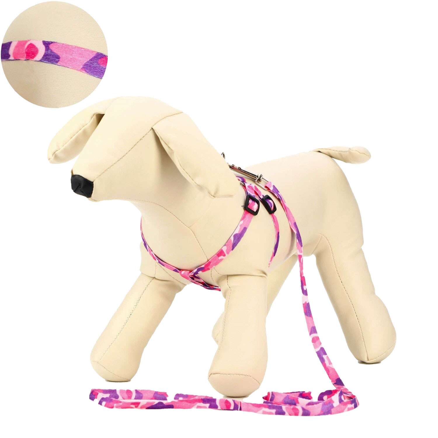 Комплект для собак Пижон шлейка 21-35см+поводок 120см в ассортименте - фото 2