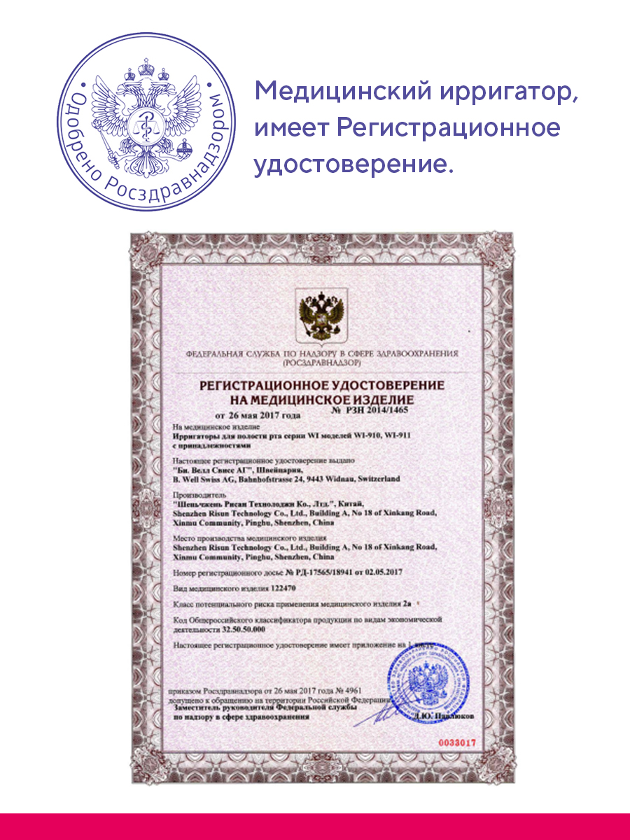 Ирригатор B.Well импульсный 3 реж. - фото 17