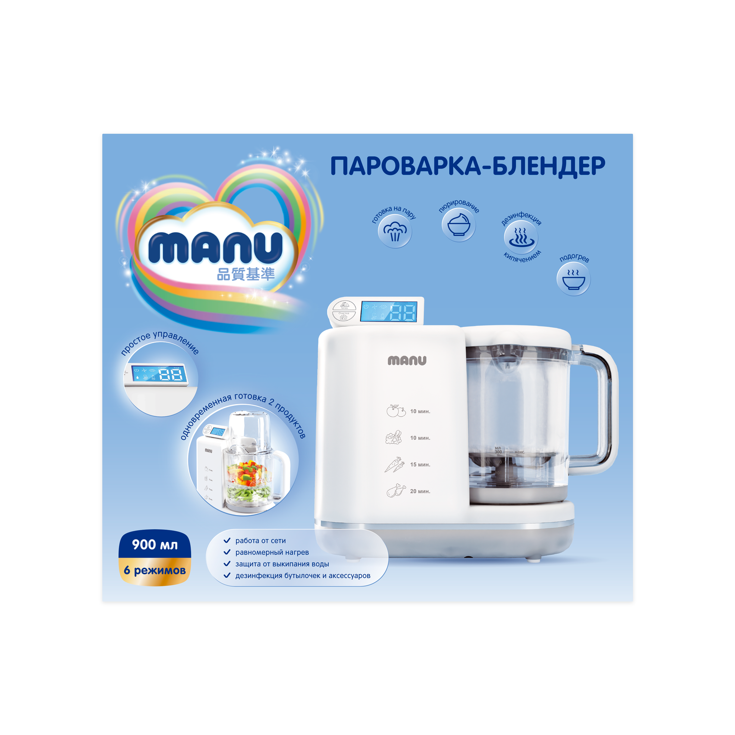 Пароварка-блендер MANU 900 мл - фото 7