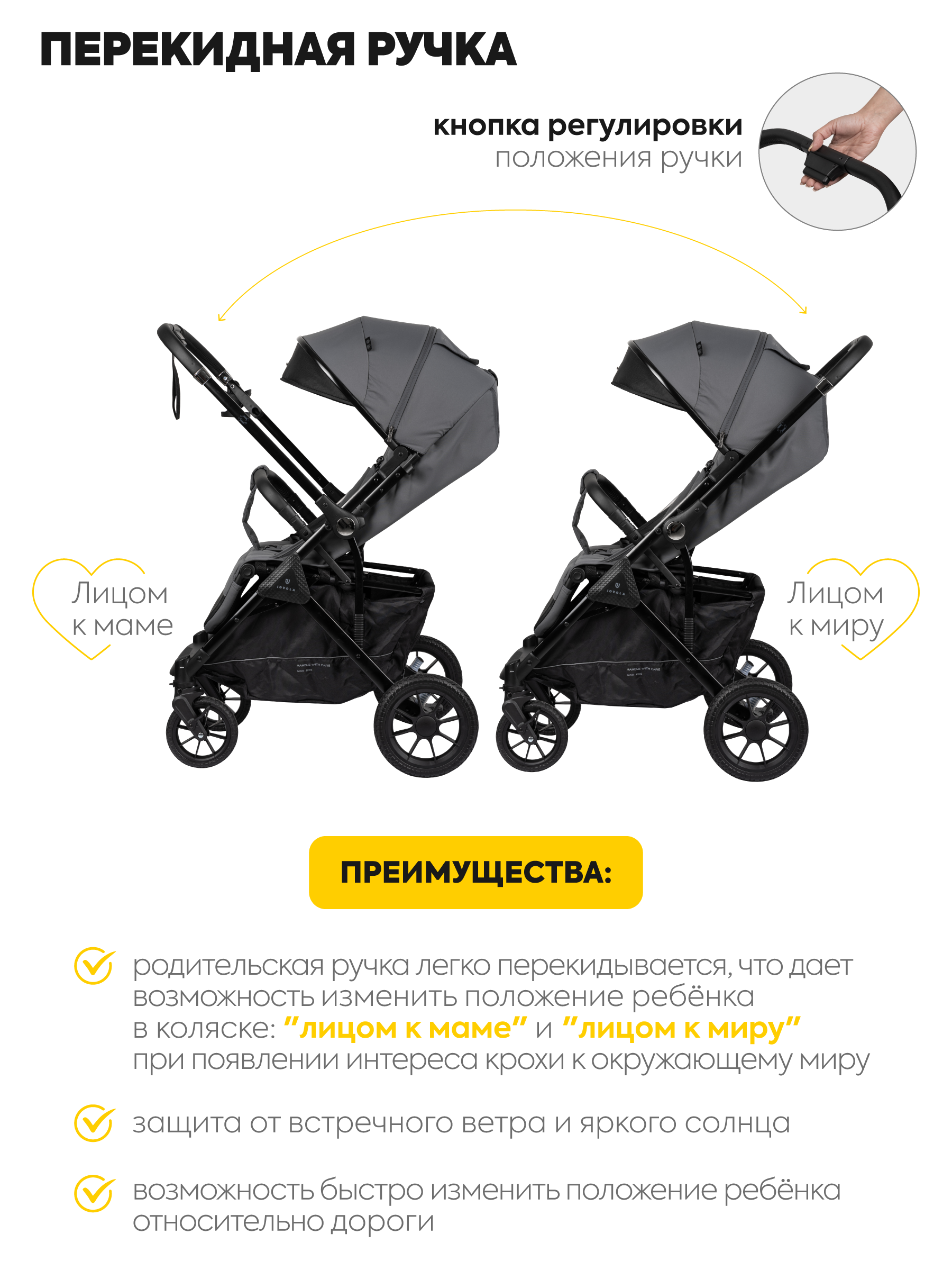 Коляска прогулочная JOVOLA Magma с перекидной ручкой серый - фото 6