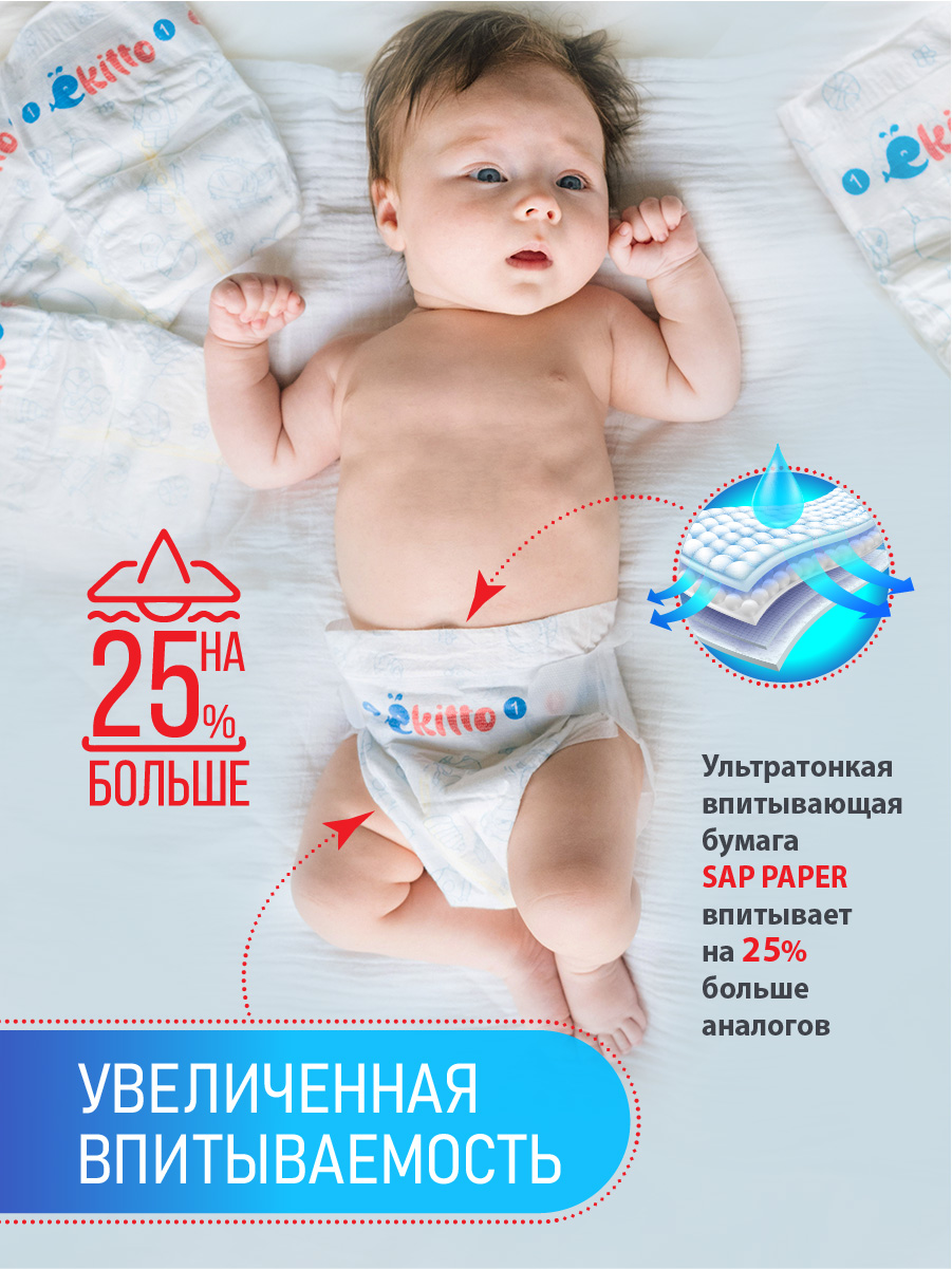 Подгузники Ekitto для недоношенных NB (0-5 кг) 30 шт. - фото 7