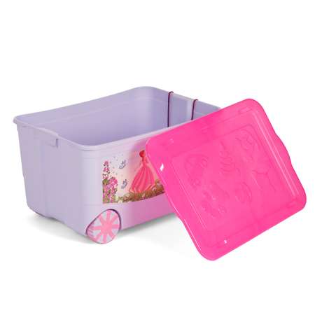 Ящик для игрушек elfplast KidsBox на колёсах лавандовый розовый