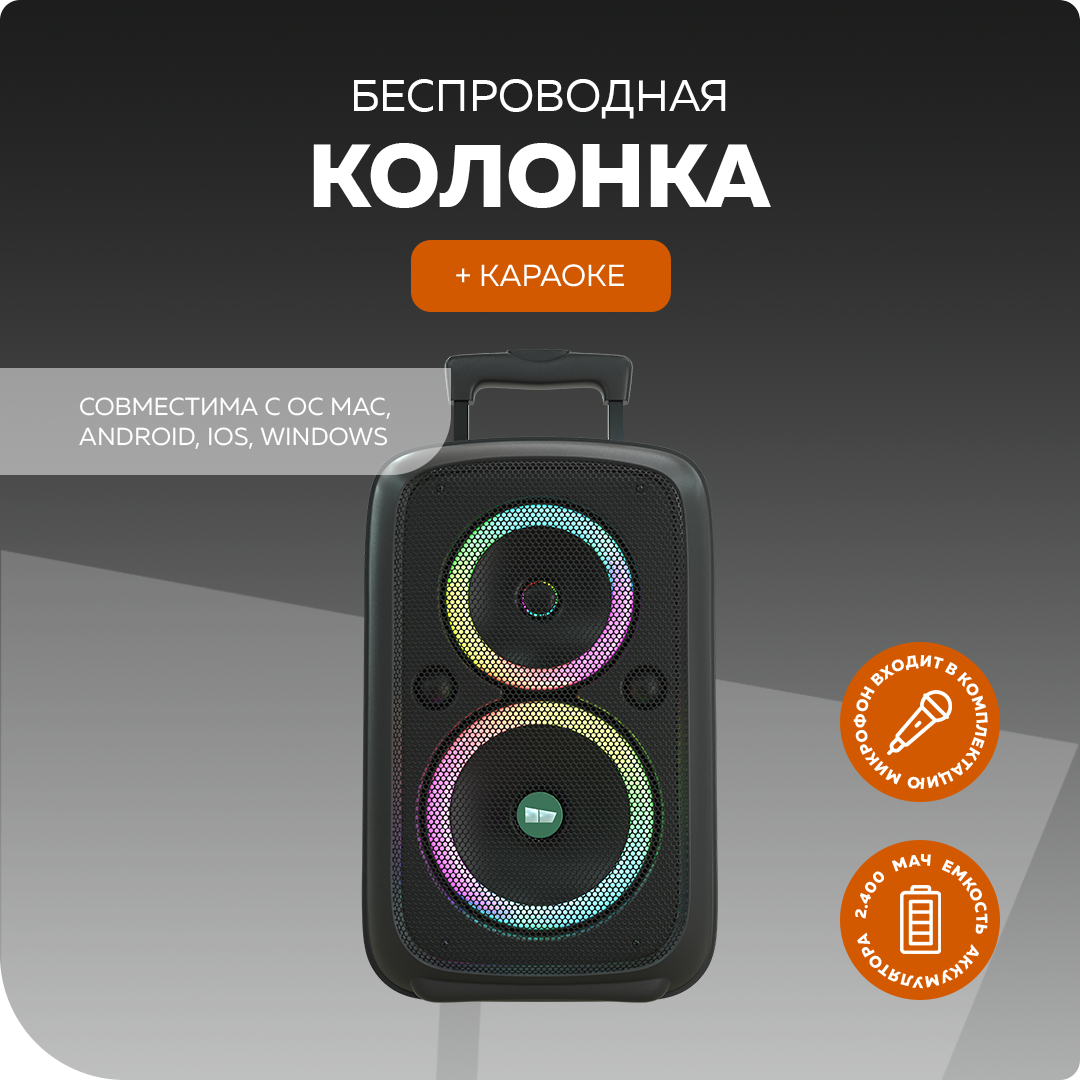 Беспроводная колонка караоке More Choice BK22 Black - фото 1