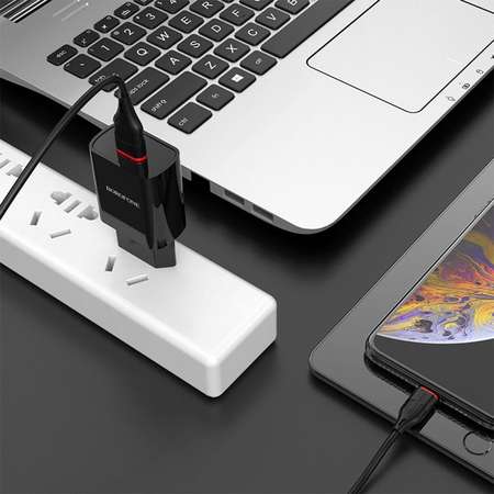 Сетевое зарядное устройство Borofone кабель MicroUSB 1м Черный