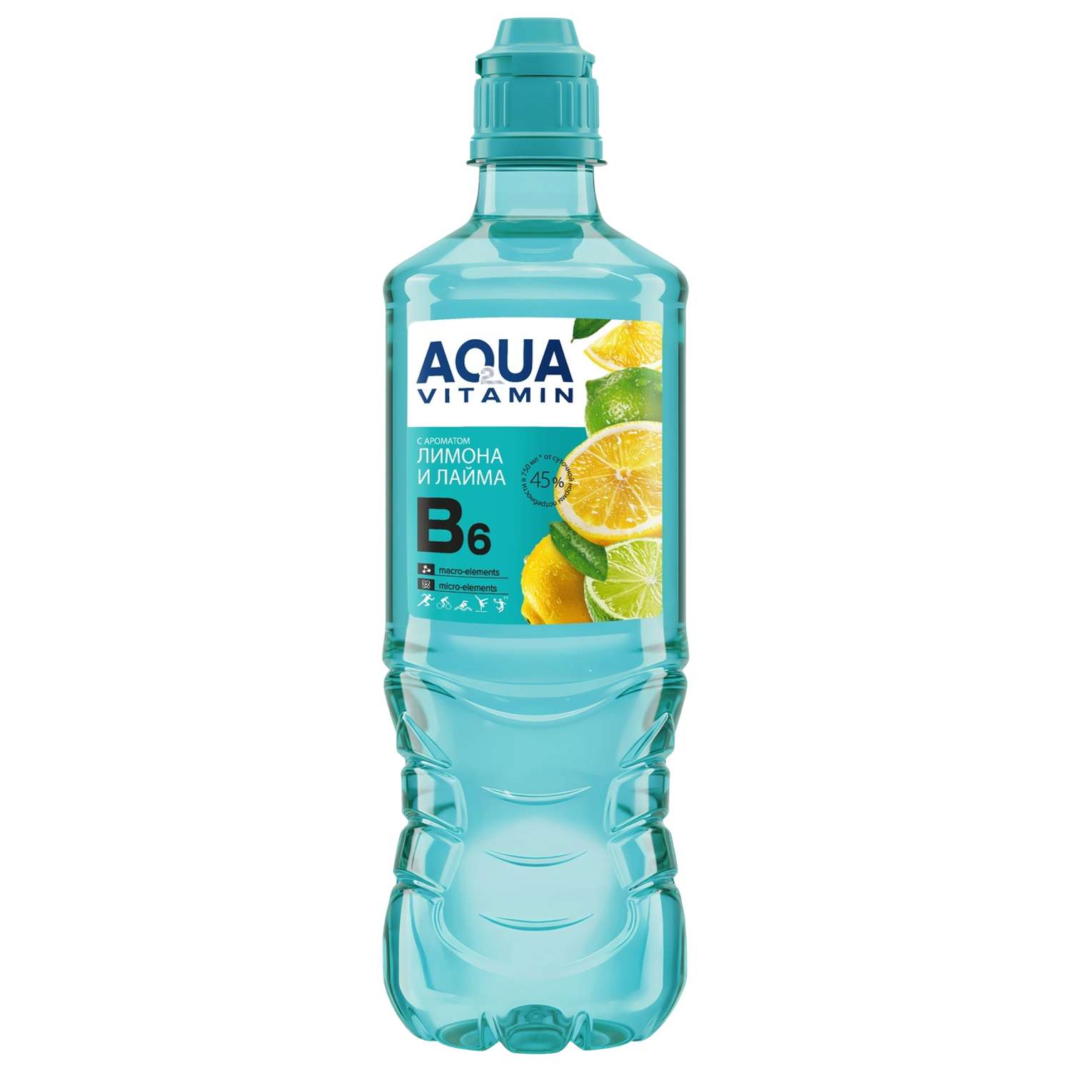 Напиток безалкогольный Aqua Vitamin с ароматом лимона и лайма и витамином B6 0.75л - фото 1