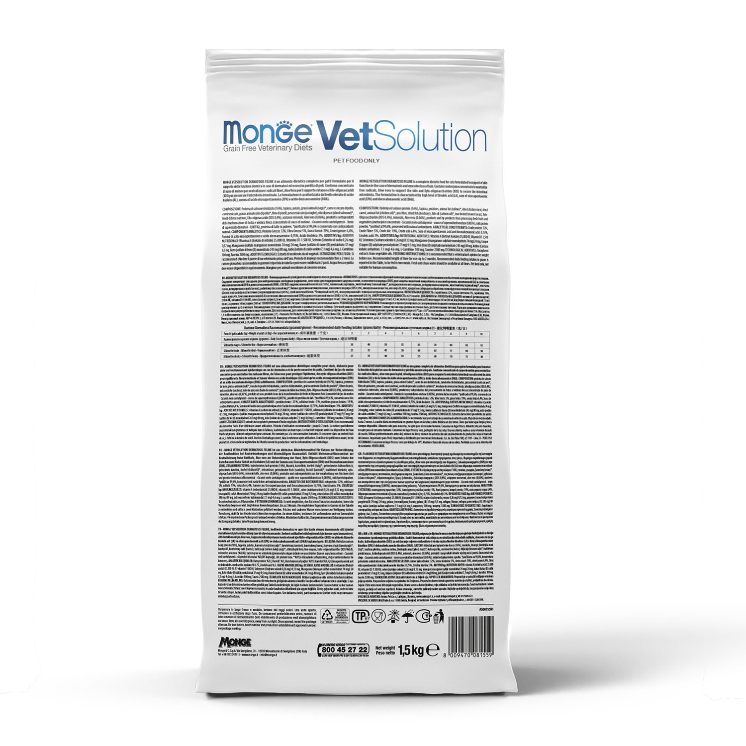 Корм для кошек диетический MONGE VetSolution Cat Hepatic Гепатик при заболеваниях печени 1.5кг - фото 6