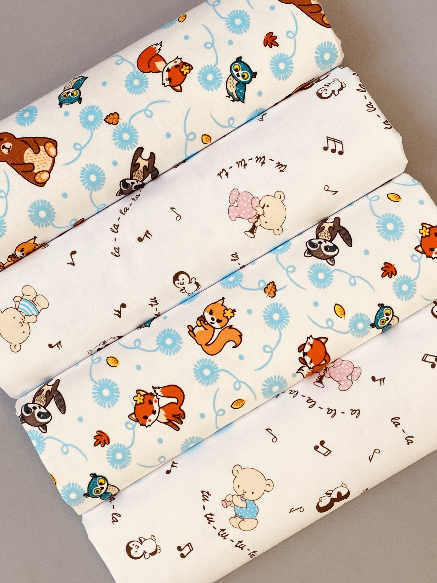 Пелёнка Делоникс Еноты + Нотки ситец 90х120 см 4 шт. - фото 5