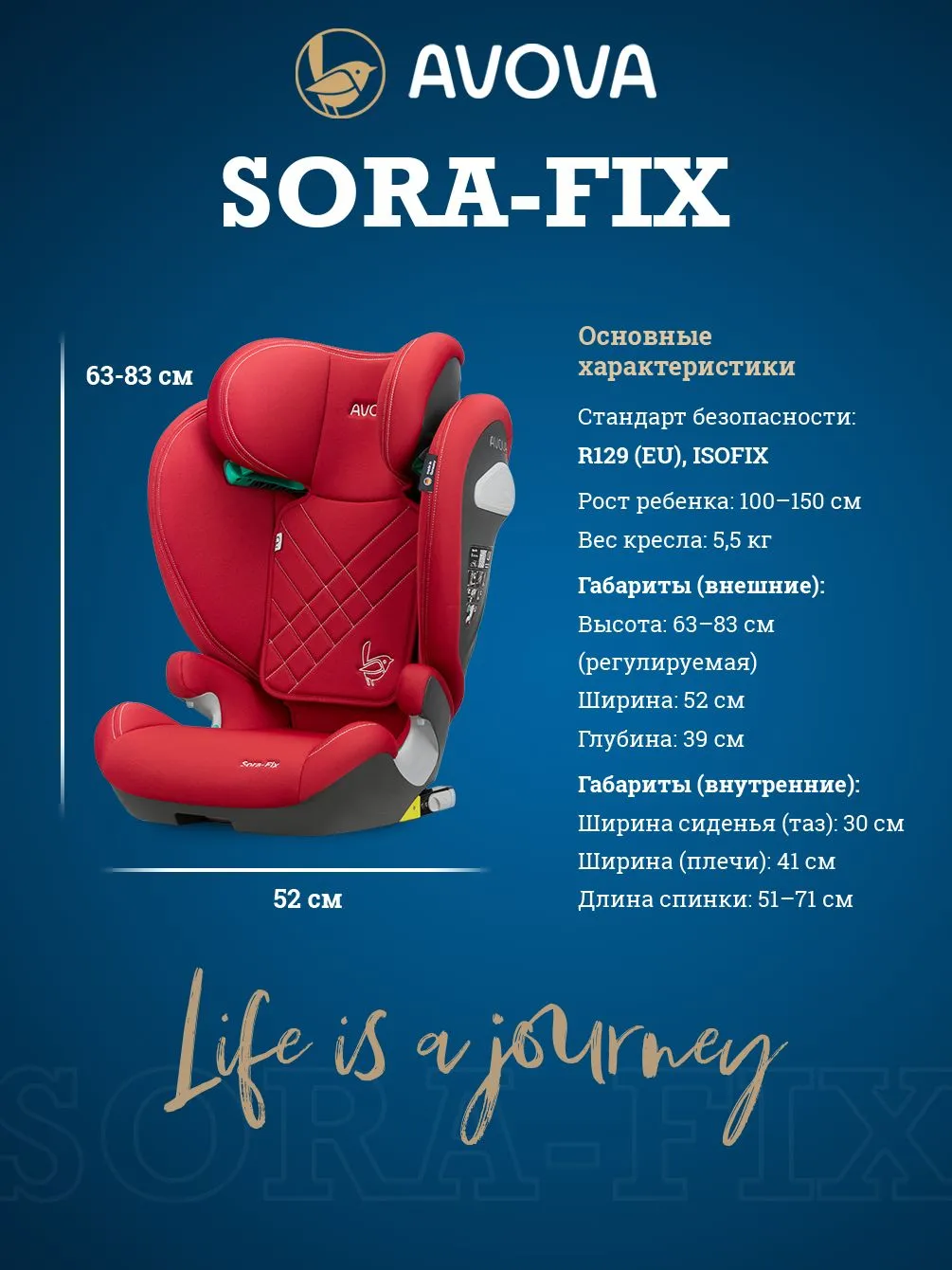 Автокресло Avova Sora-Fix Isofix 2/3 (15-36 кг) красный - фото 4