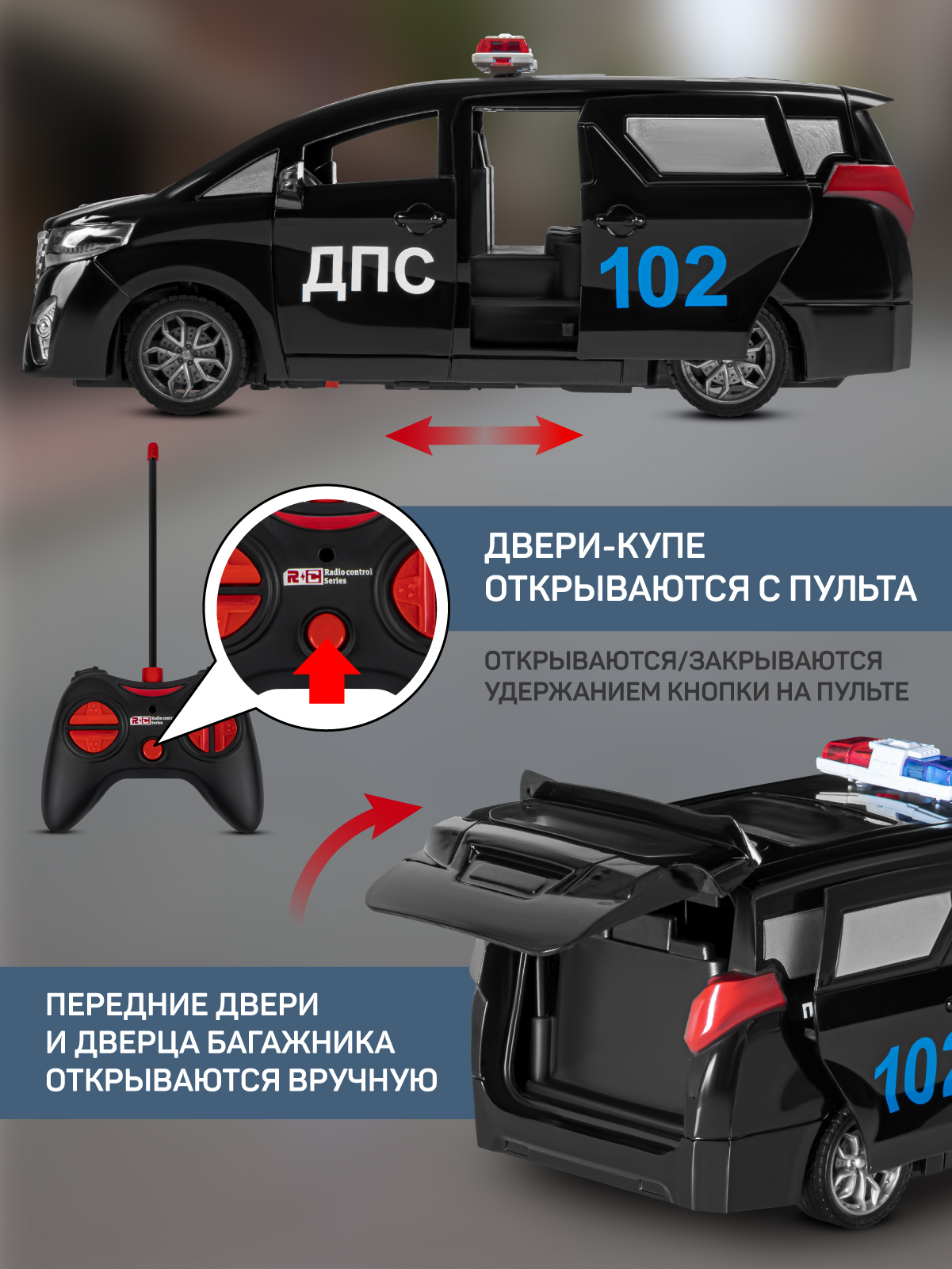 Полицейская машина РУ AUTODRIVE Черный - фото 3
