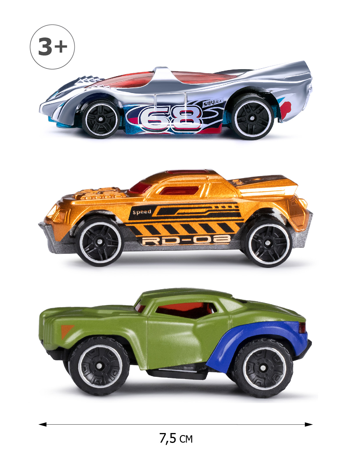 Игровой набор AUTODRIVE Машинки металлические 3шт 1:64 JB0404626 - фото 2