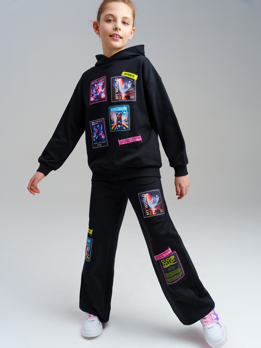 Изображение товара Детские брюки для девочки подростка на резинке с шнурком и карманами