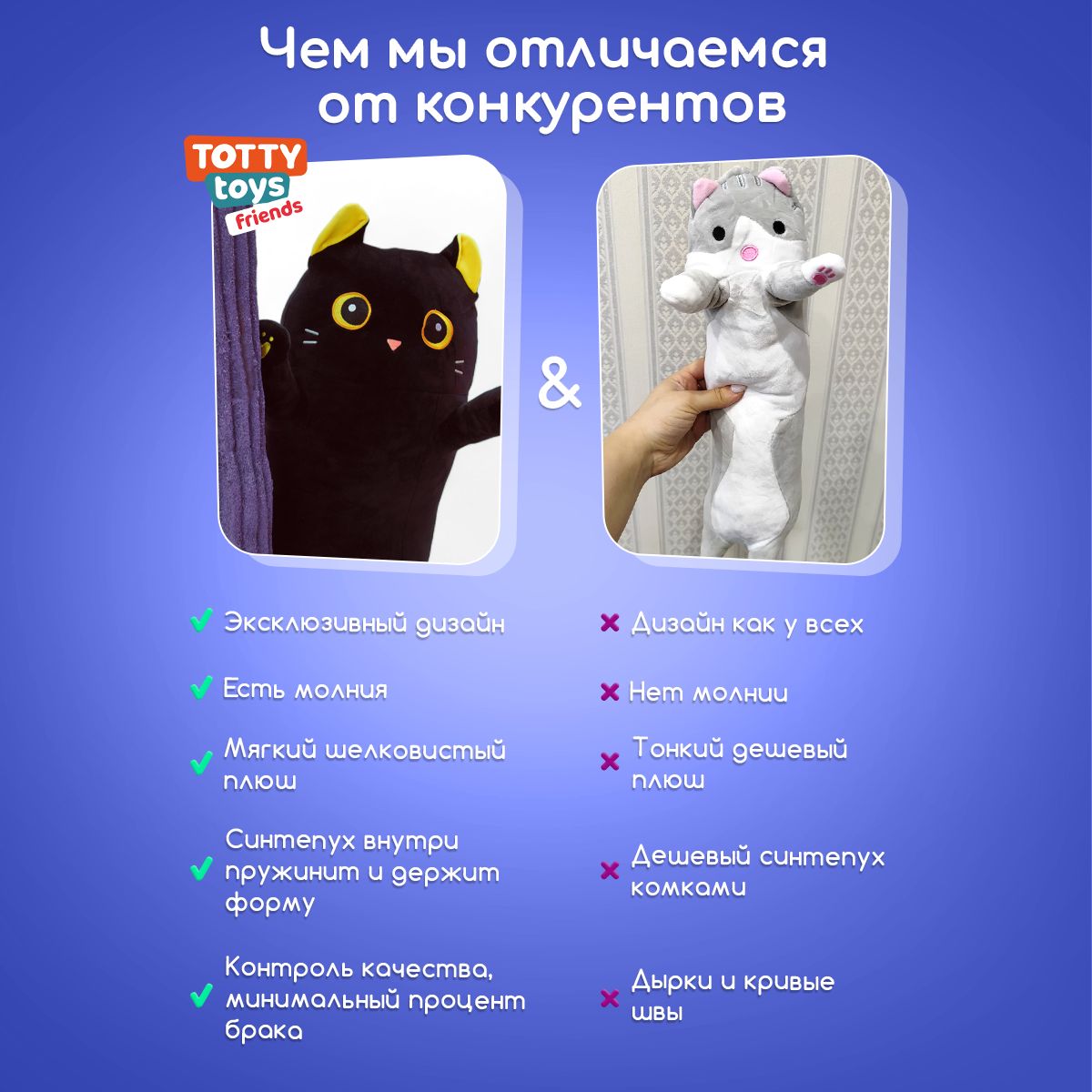 Игрушка мягкая TOTTY TOYS котик 110 см - фото 12