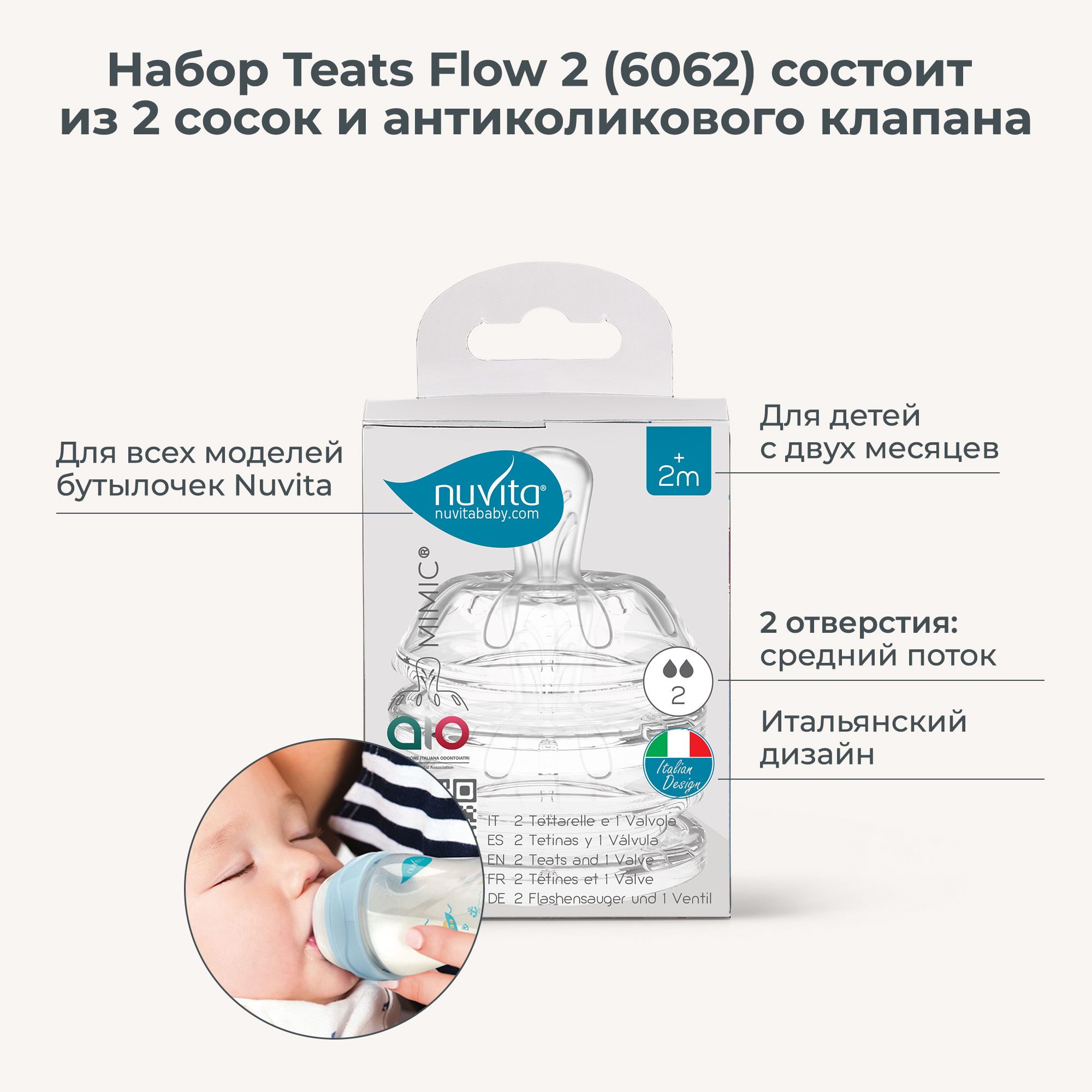 Соска Nuvita Anti-Colic силикон (средний поток) 2 шт. - фото 2