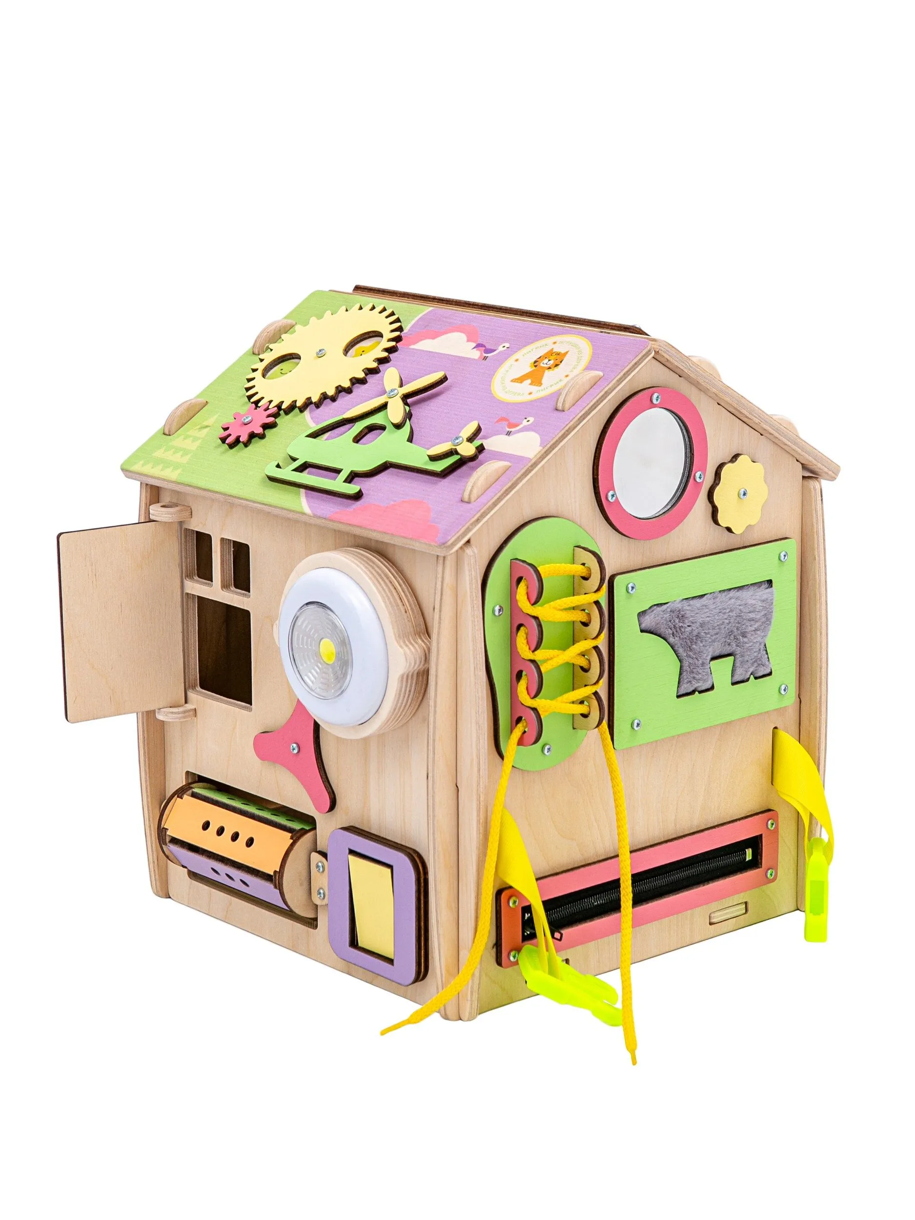 Игрушка Mag Wood бизиборд Кручу-верчу пастельный - фото 12