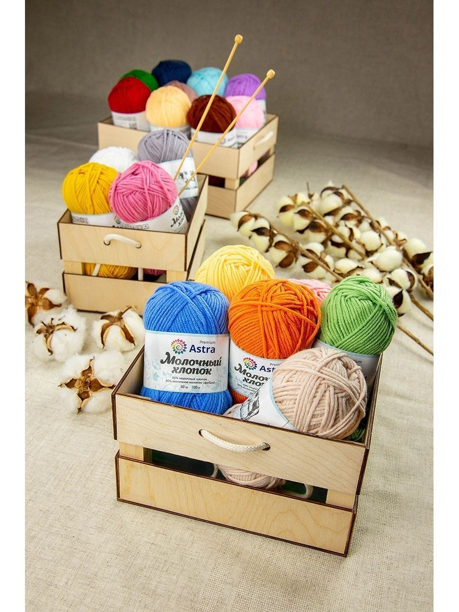 Пряжа для вязания Astra Premium milk cotton хлопок акрил 50 гр 100 м 04 желтый 3 мотка - фото 14