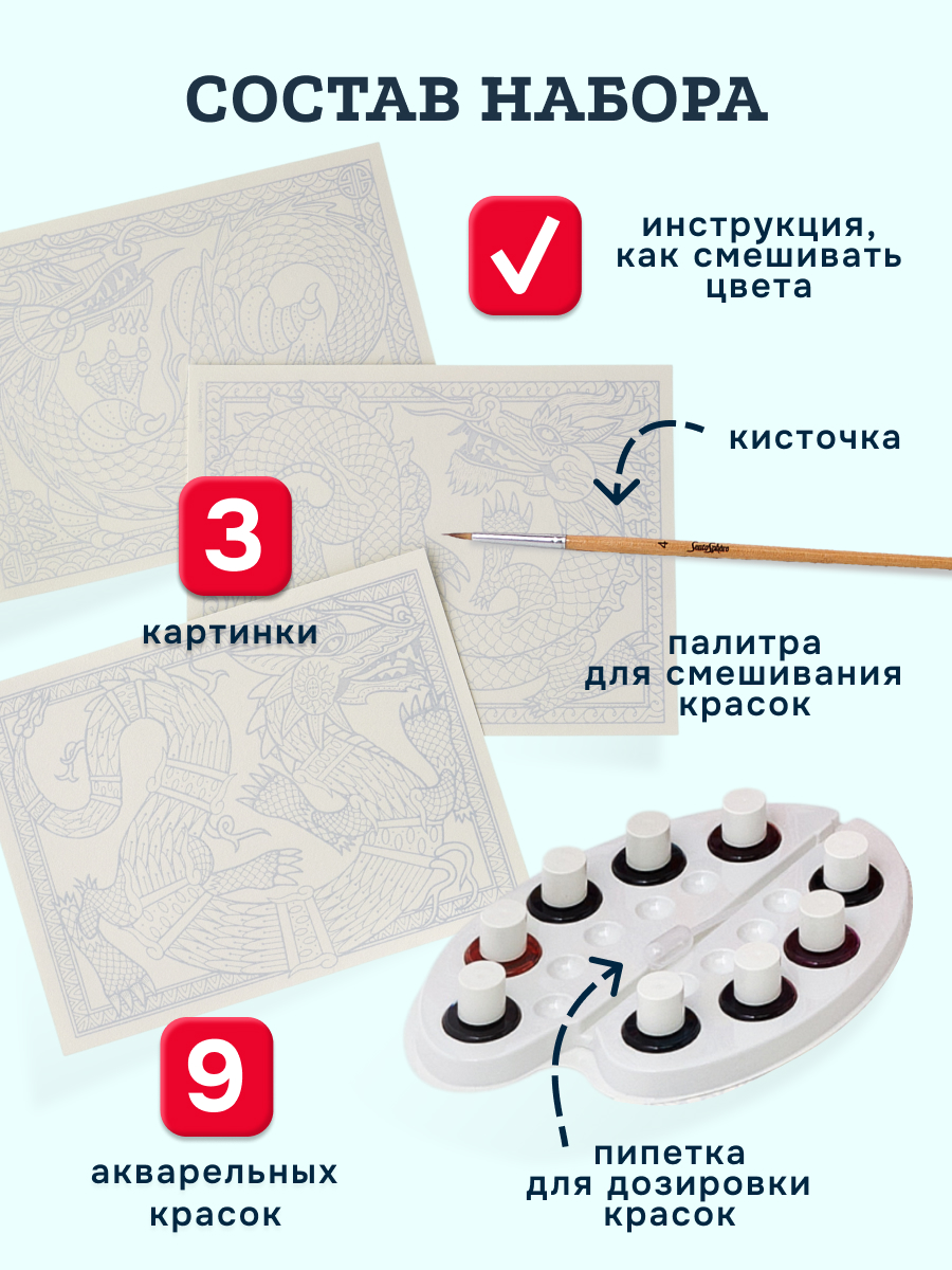 Набор для рисования SentoSphere Драконы акварель - фото 4