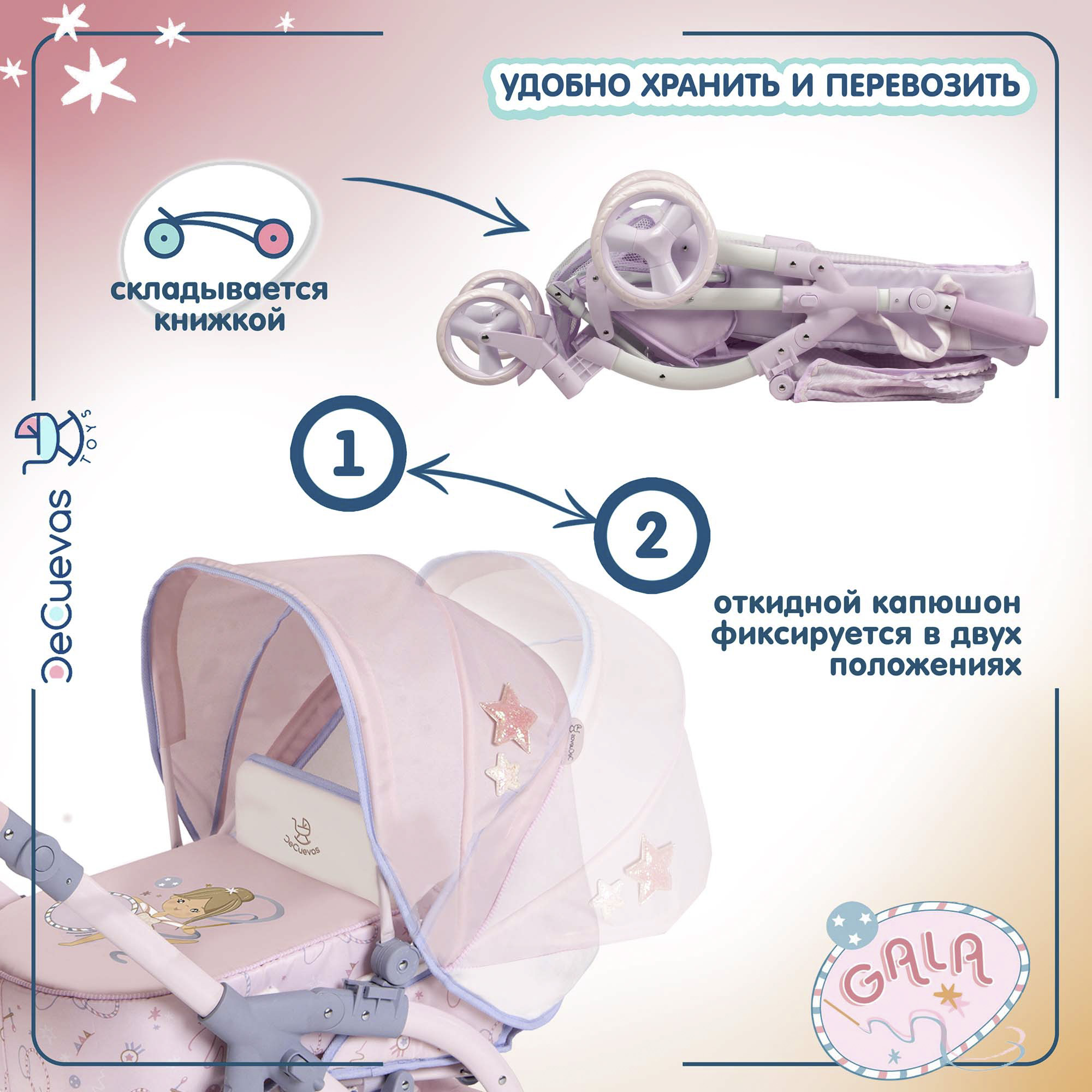 Коляска 3 в 1 для кукол DeCuevas Toys 81651 - фото 12