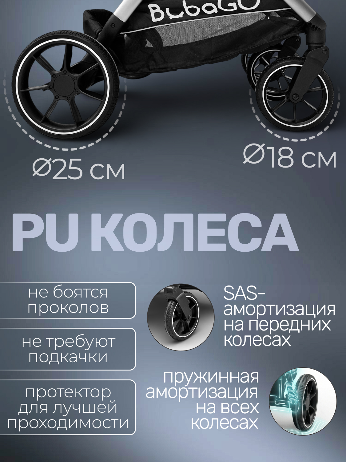 Коляска прогулочная для двойни Bubago Duo X темно-серый - фото 8