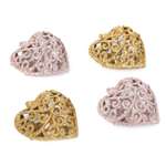 Набор елочных украшений ё Ажурные сердечки 4шт