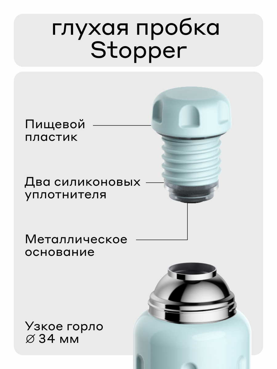 Термос для напитков 1 литр Flask Bobber светло-голубой - фото 4