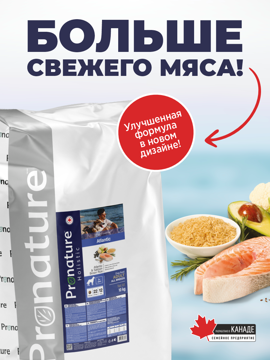 Корм для собак сухой Pronature Holistic Atlantic для кожи и шерсти на лососе с рисом 10кг - фото 4