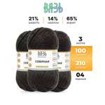 Пряжа ВЯЗЬ для вязания Северная универсальная 100 гр 210 м 3 мотка 04 черный