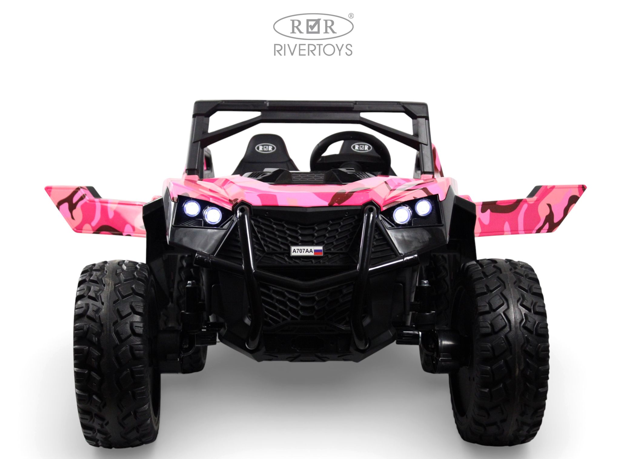 Электромобиль RIVERTOYS A707AA-LUX-NEW-PINK-CAMOUFLAGE С пультом ДУ - фото 12