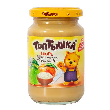 Пюре Топтышка Яблоко-персик-творог-сливки с 6 мес 190 г