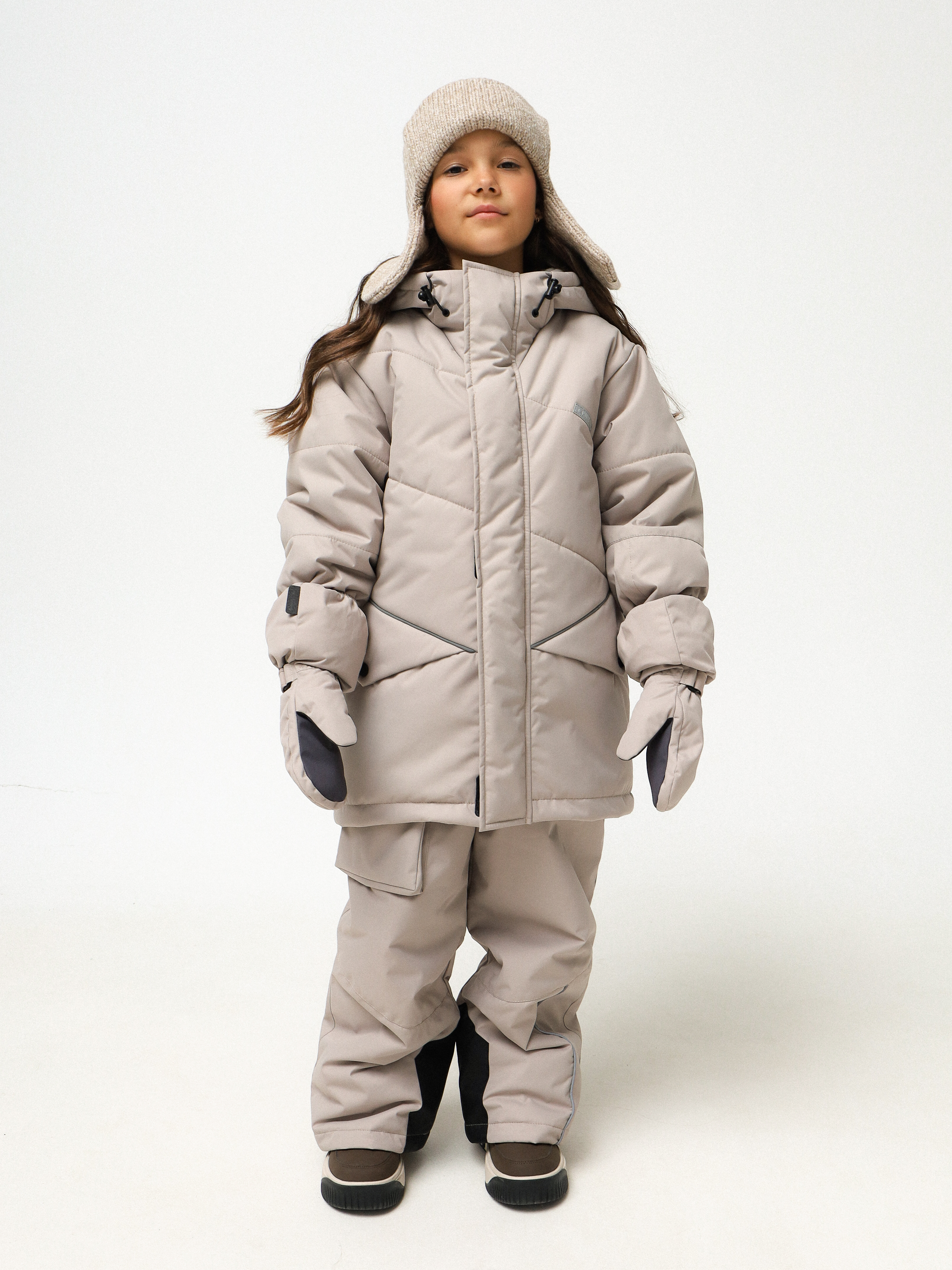 Куртка MINIDINO G-VO-Krt-143/0Куртка спортивная зимняя Асимметрия бежевая - фото 1