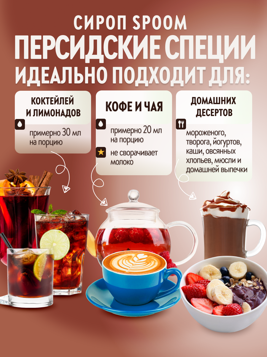 Сироп SPOOM Персидские специи 250мл для кофе коктейлей и десертов - фото 3