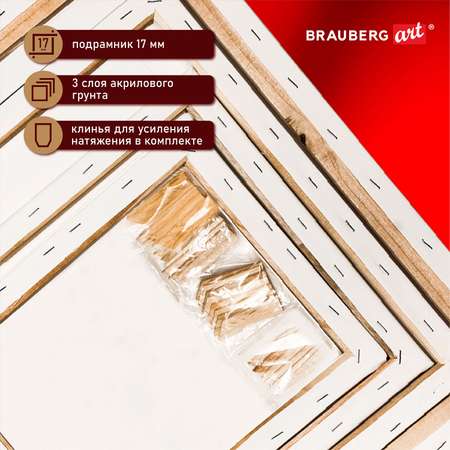 Холст на подрамике Brauberg для рисования набор 4 штуки
