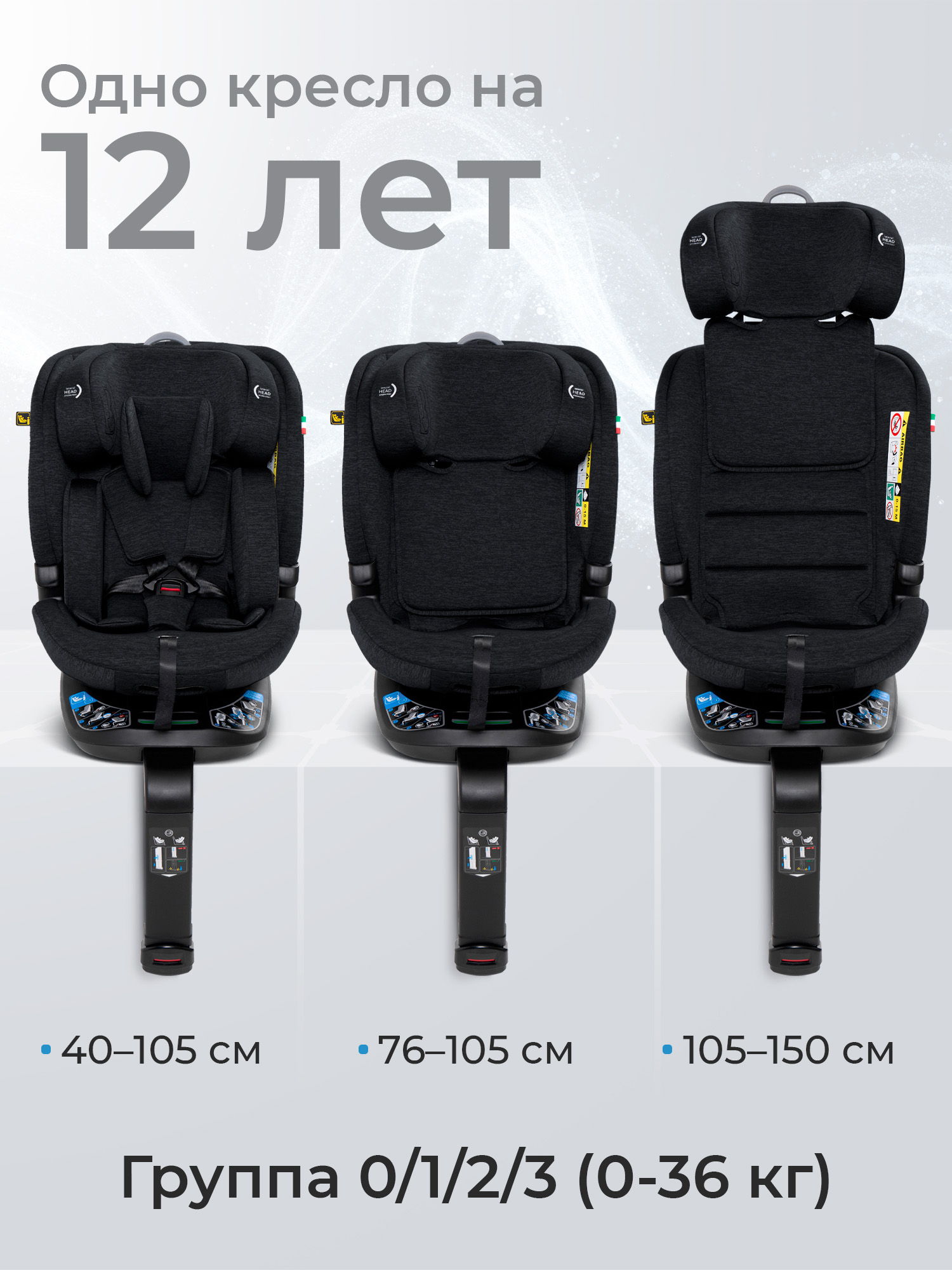 Автокресло Sweet Baby Voyager P12 Pro Black Isofix 0+/1/2/3 (0-36 кг) черный - фото 3