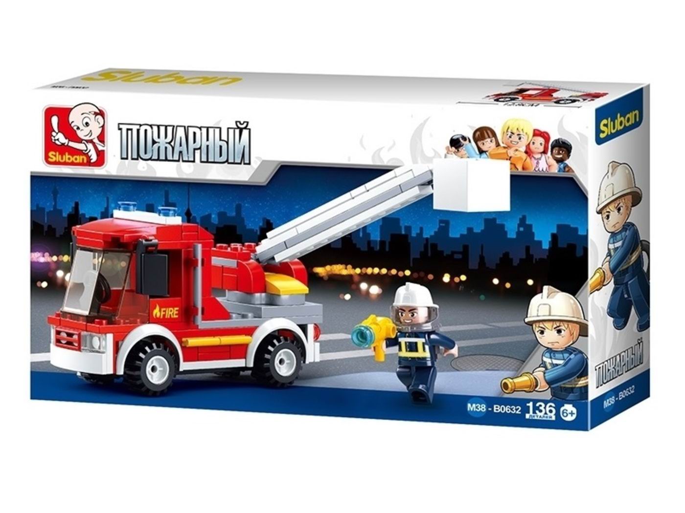 Конструктор SLUBAN Пожарная машина сборная игровая модель - фото 1