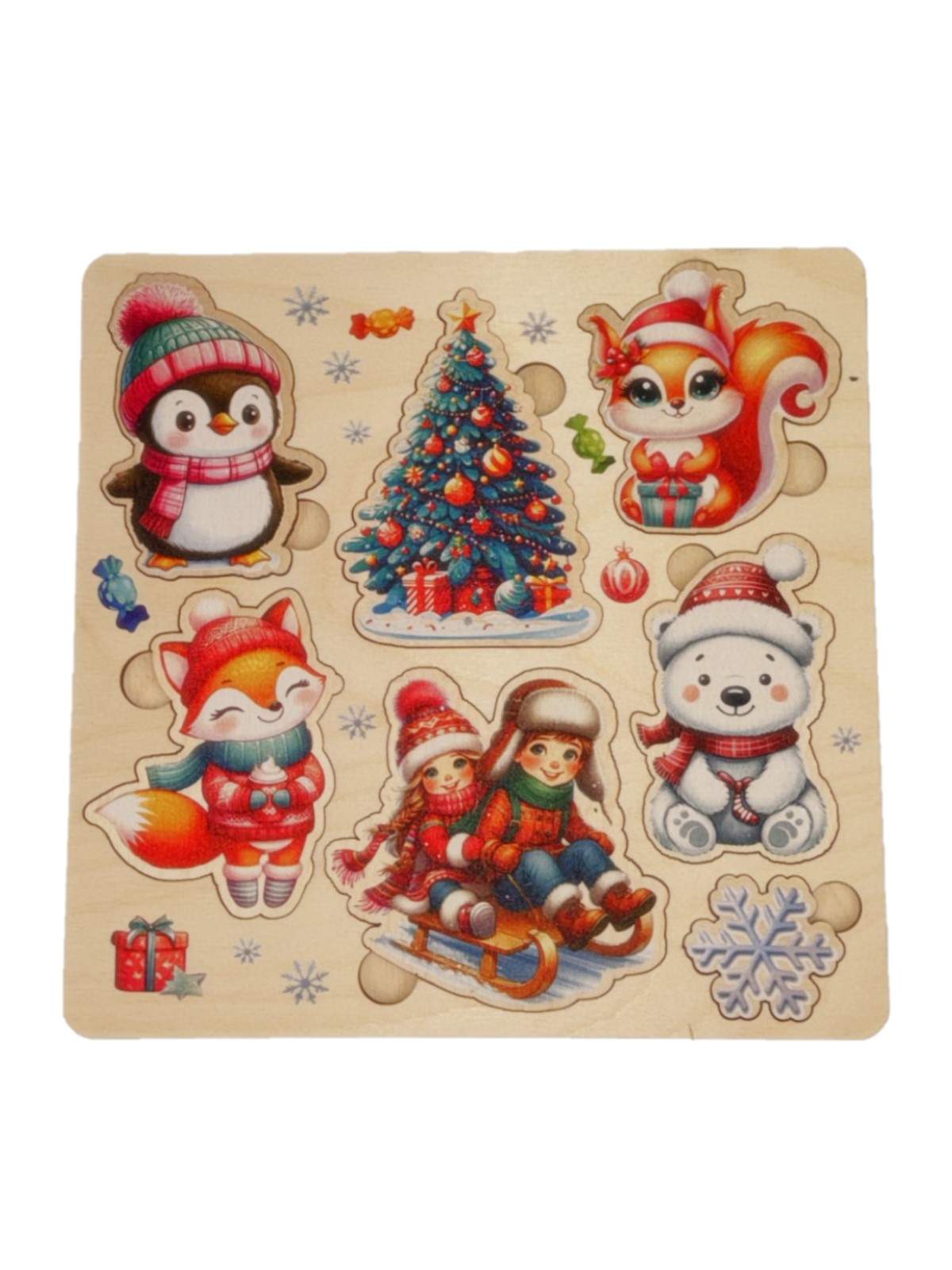 Пазл Задира Дети на санках деревянный - фото 1