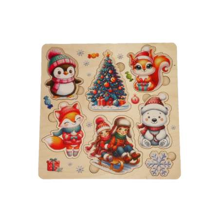 Пазл Задира Дети на санках деревянный