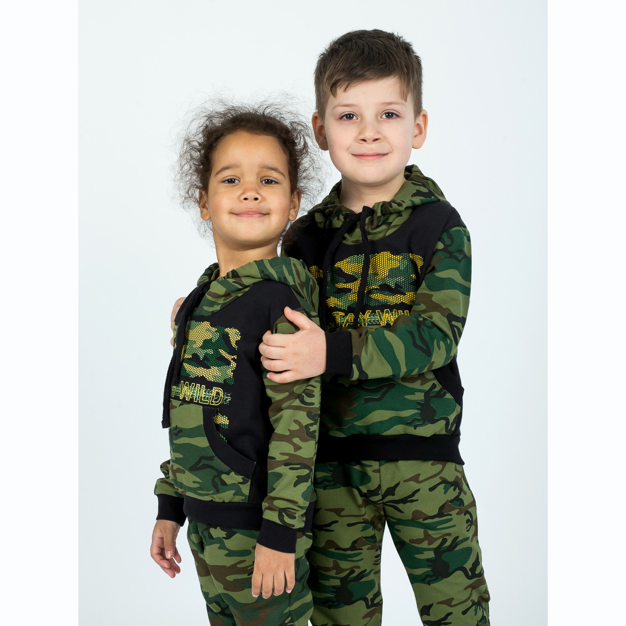 Костюм спортивный KiMMi Baby КБ-1308747 хаки черный милитари - фото 11