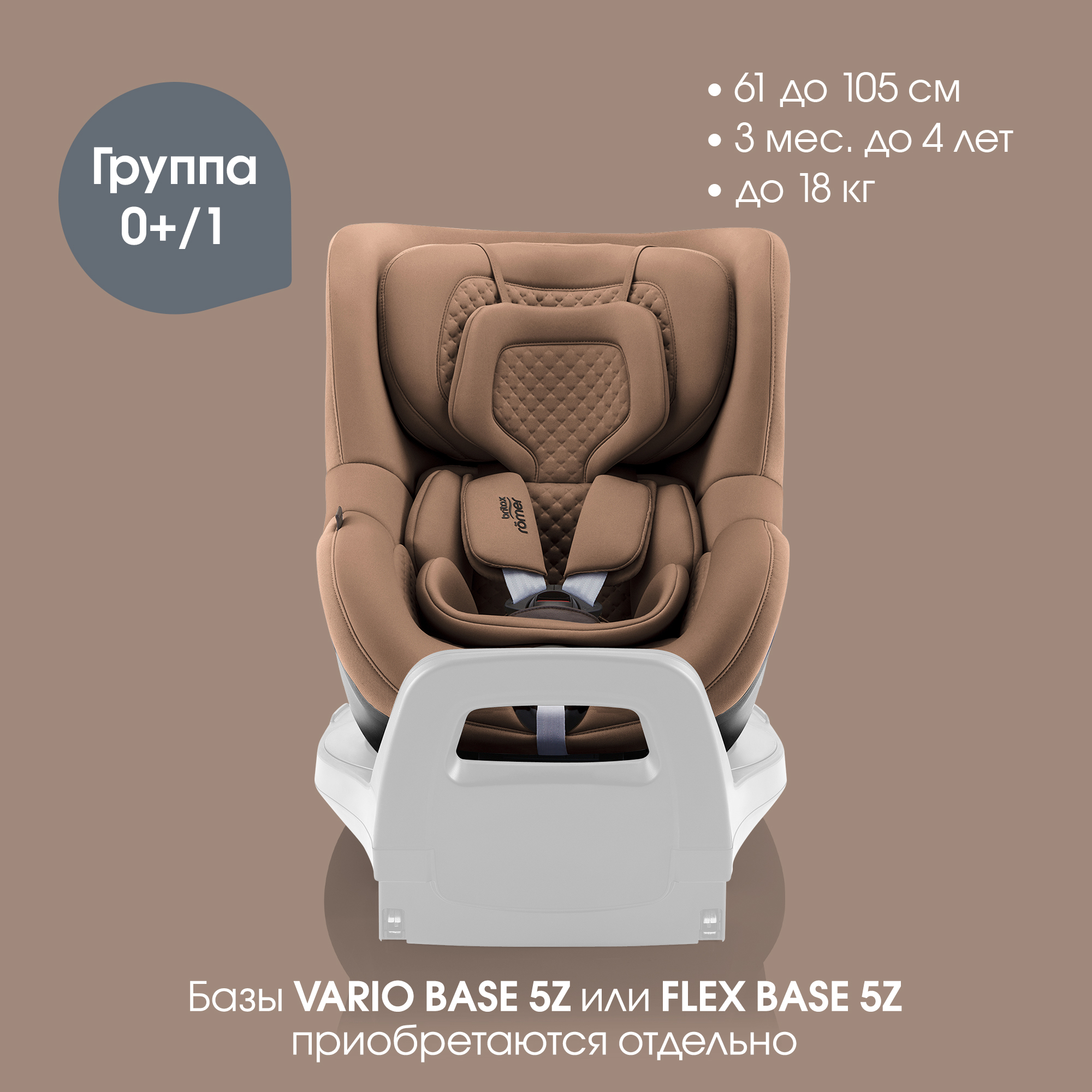 Автокресло Britax Roemer Dualfix 5Z Lux Warm Caramel 0+/1 (0-18 кг) коричневый - фото 2