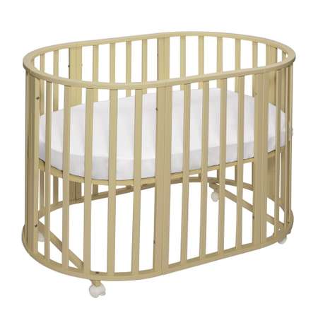 Детская кроватка Sweet Baby овальная, продольный маятник (слоновая кость)