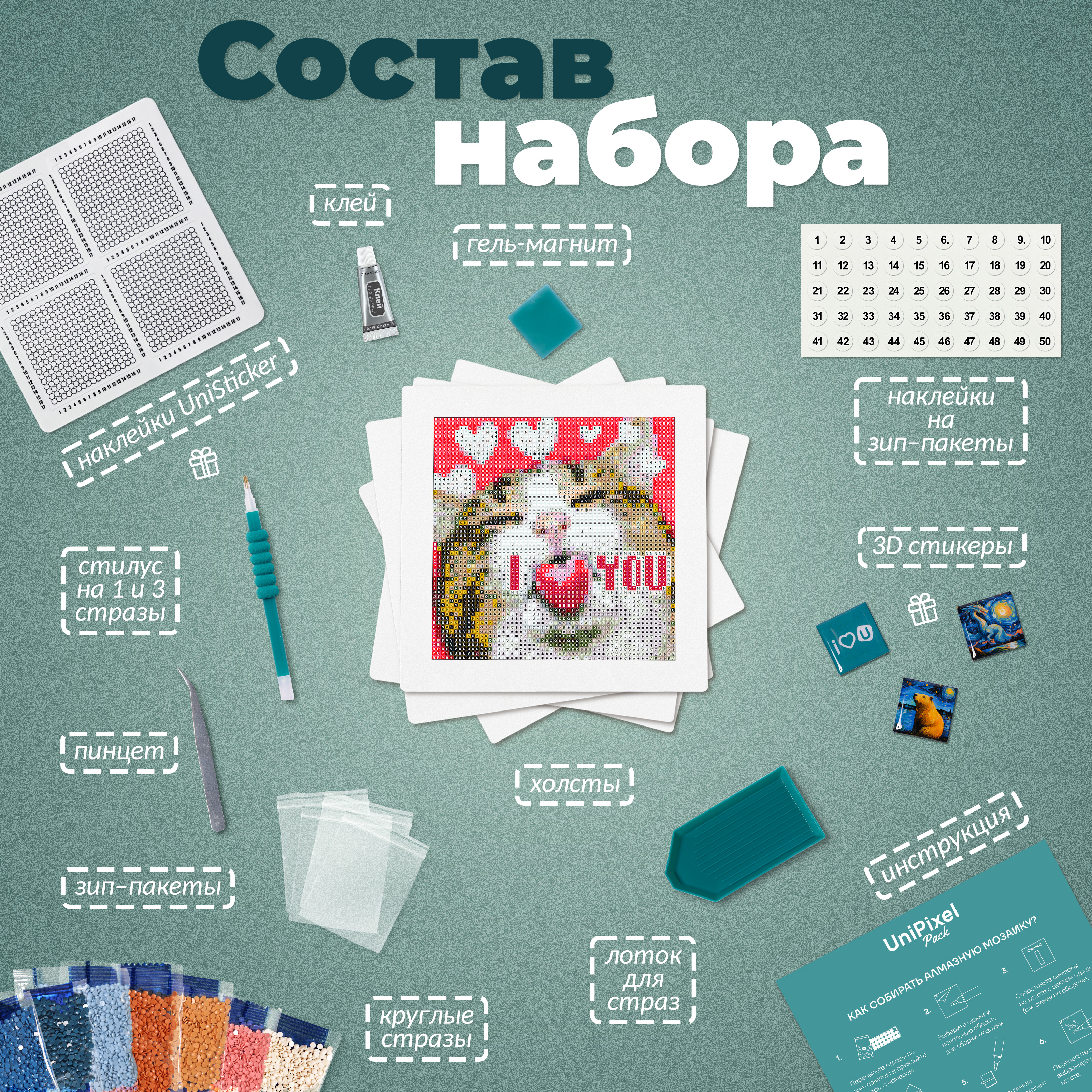 Алмазная мозаика UNIDEA Мемные котики в ассортименте - фото 5
