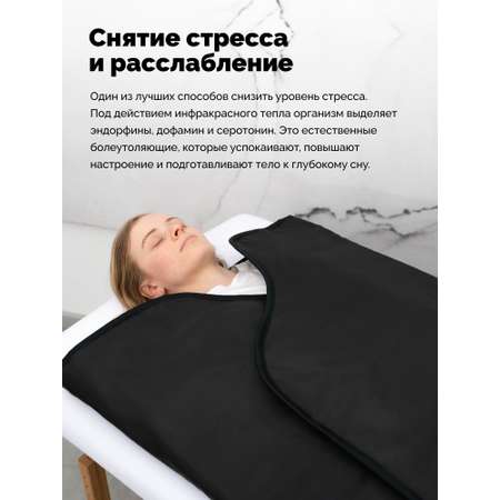 Термоодеяло для обертывания и инфракрасной сауны EcoSapiens Infrasauna 220х180 см черное