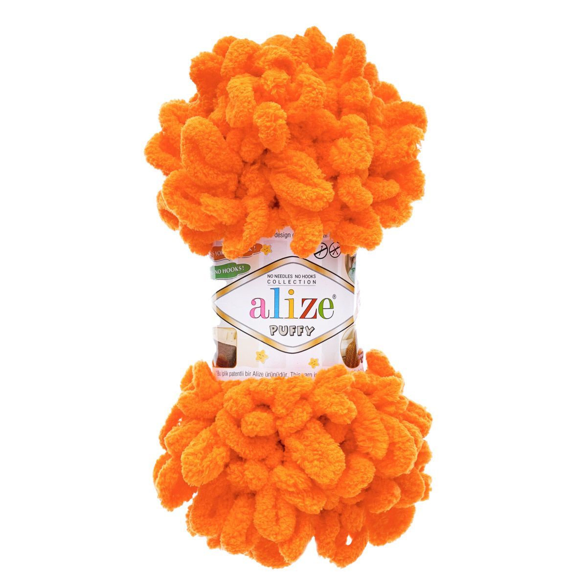 Пряжа для вязания Alize puffy 100 г 9 м микрополиэстер фантазийная плюшевая 766 морковный 5 мотков - фото 4